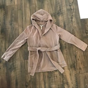 Maternity wrap/tie jacket with hood